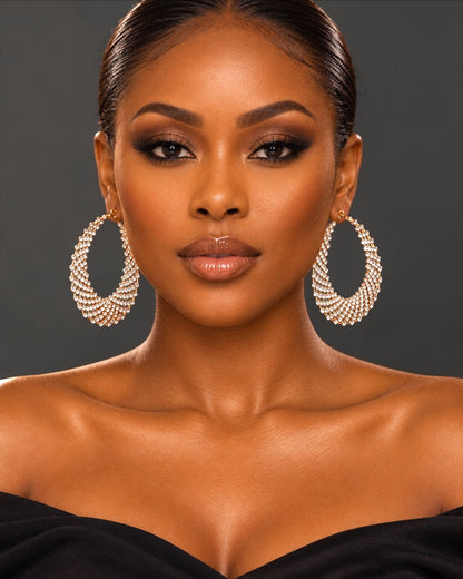 Luxury Crystal Rhinestone Lattice Statement Hoop Earrings - Fatisha Boutique