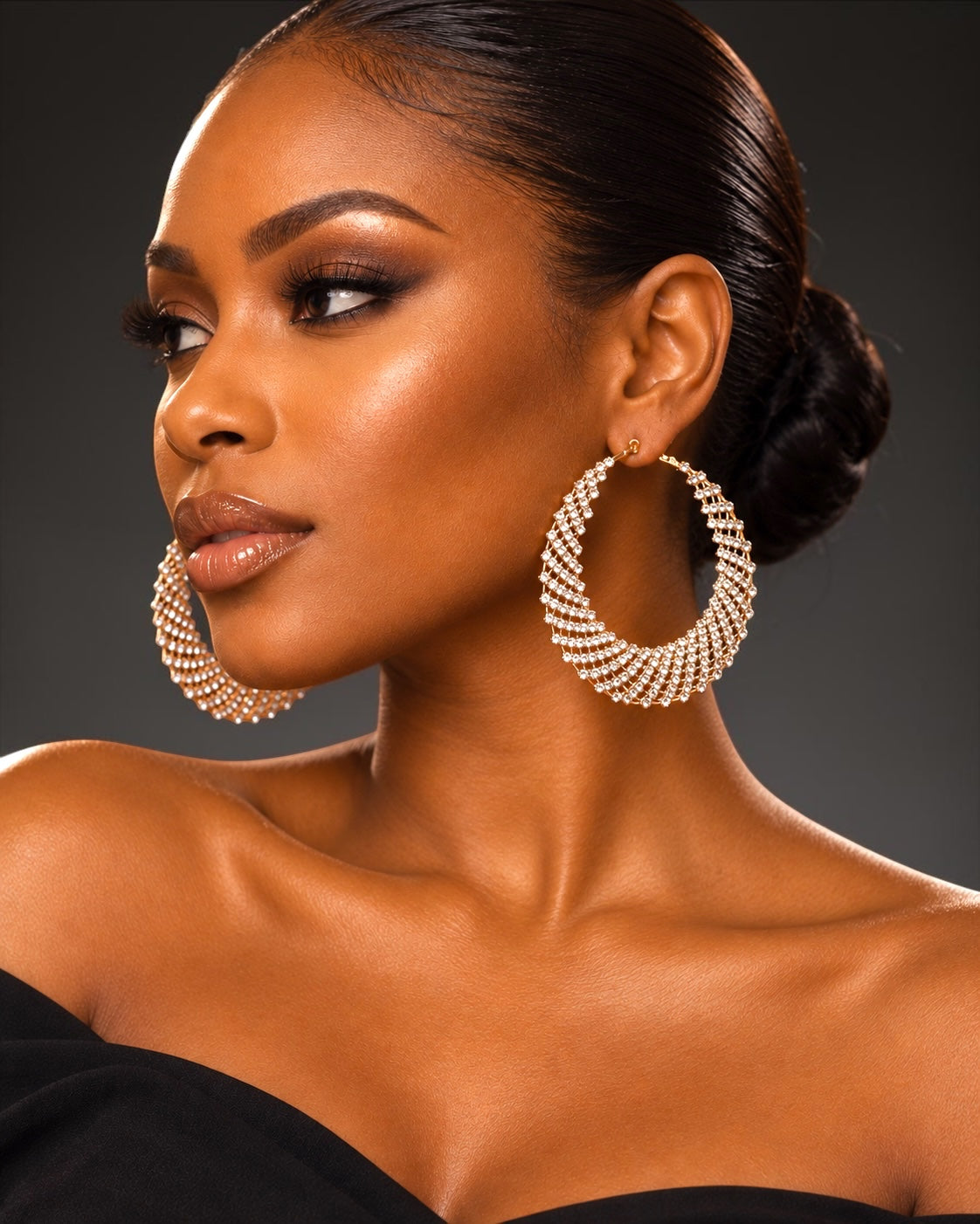 Luxury Crystal Rhinestone Lattice Statement Hoop Earrings - Fatisha Boutique Fatisha Boutique