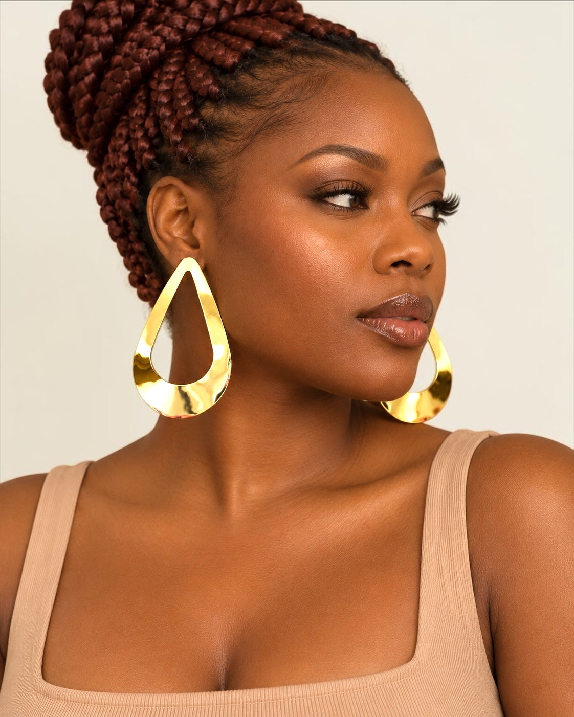 Oversized Open Teardrop Statement Earrings – Gold & Silver Fatisha Boutique