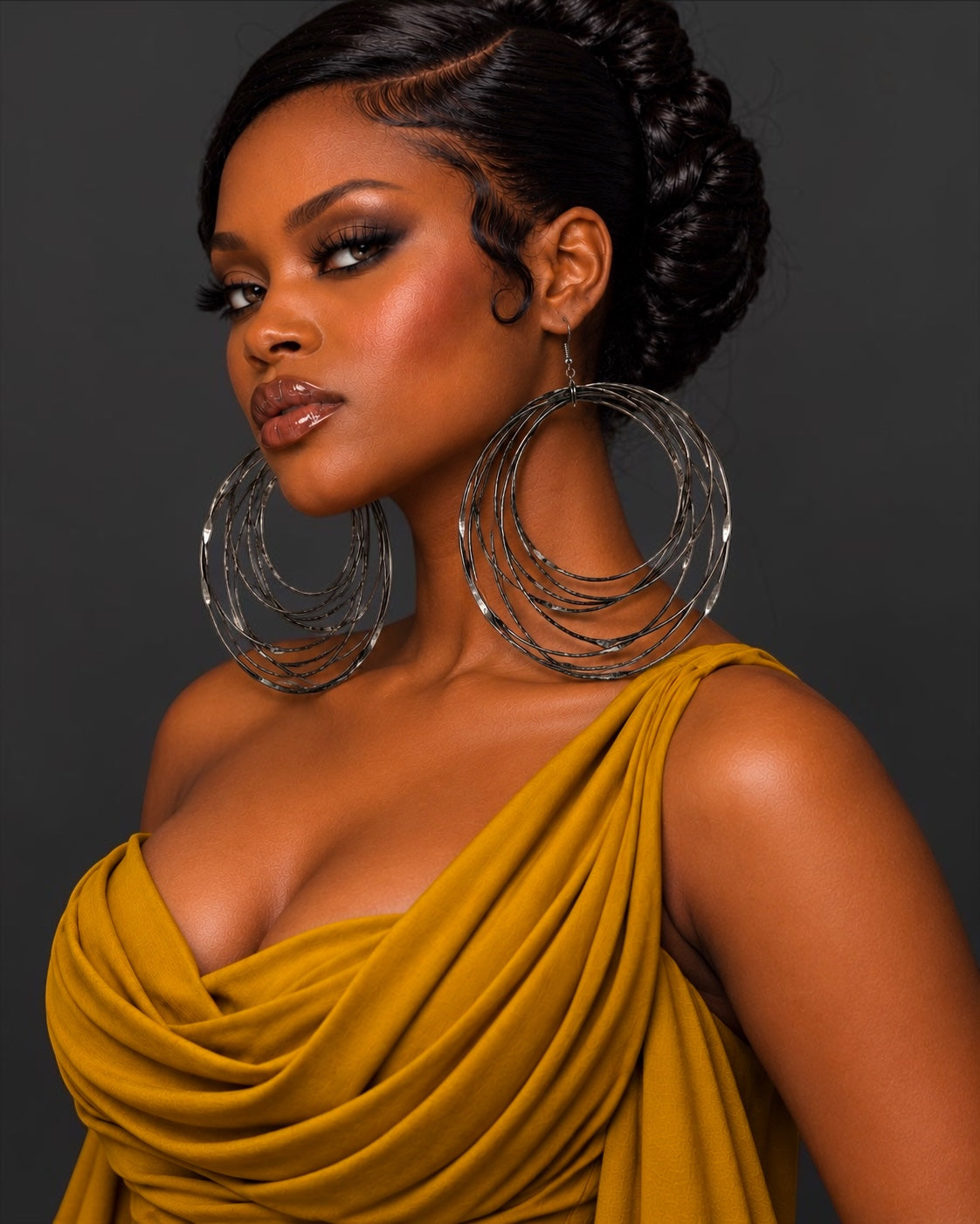 Handmade Black Brass Oversized Multi-Hoop Earrings Fatisha Boutique