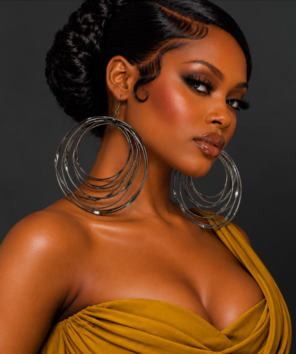 Handmade Black Brass Oversized Multi-Hoop Earrings Fatisha Boutique