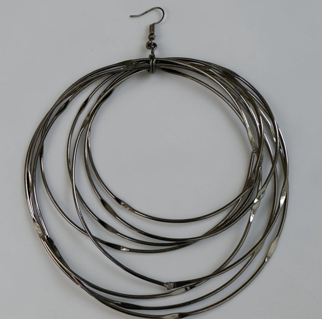 Handmade Black Brass Oversized Multi-Hoop Earrings Fatisha Boutique