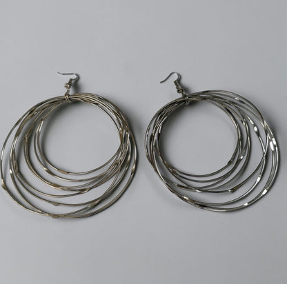 Handmade Black Brass Oversized Multi-Hoop Earrings