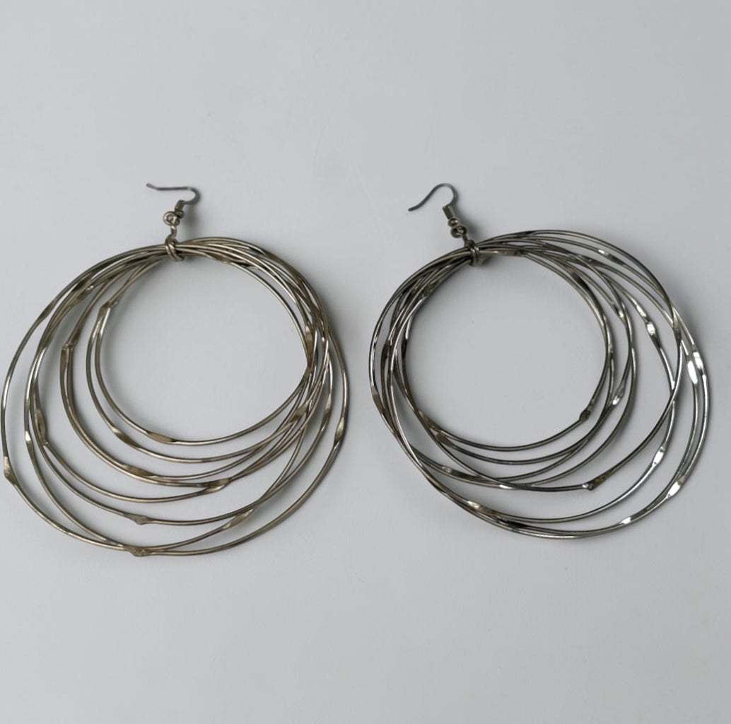 Handmade Black Brass Oversized Multi-Hoop Earrings Fatisha Boutique