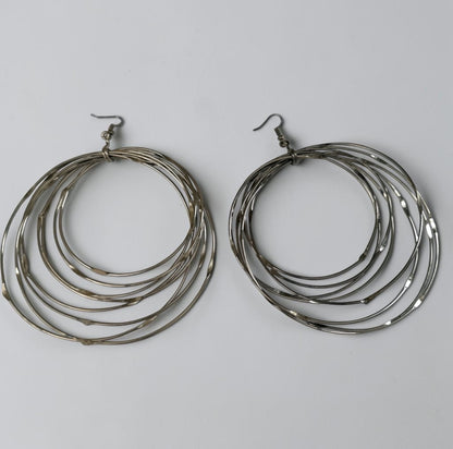 Handmade Black Brass Oversized Multi-Hoop Earrings
