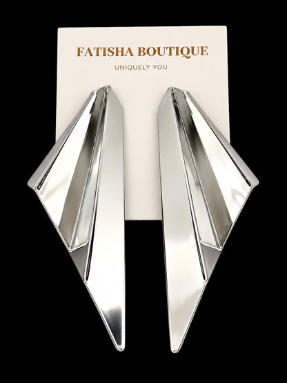 Geometric Folded Statement Earrings – Gold & Silver