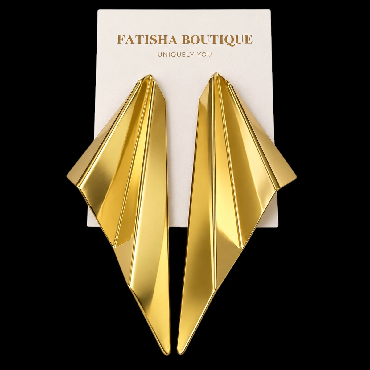 Geometric Folded Statement Earrings – Gold & Silver Fatisha Boutique