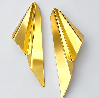 Geometric Folded Statement Earrings – Gold & Silver