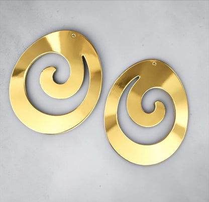 Oversized Spiral Statement Earrings – Gold & Silver