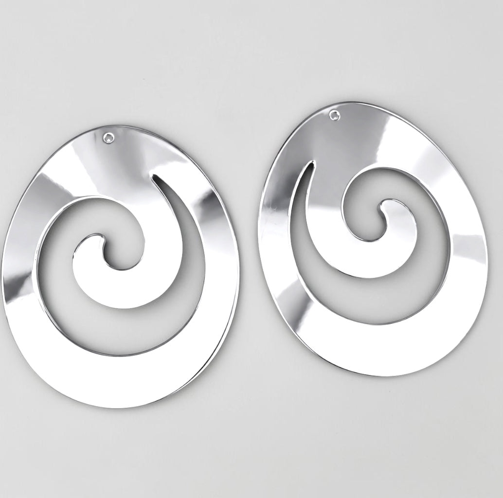 Oversized Spiral Statement Earrings – Gold & Silver