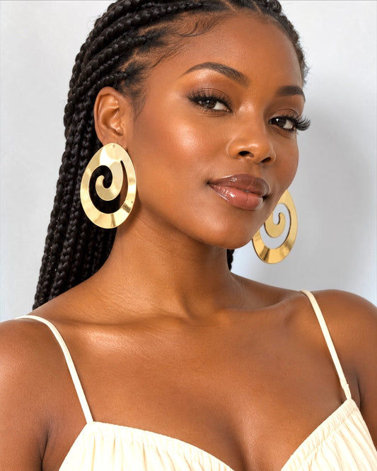 Oversized Spiral Statement Earrings – Gold & Silver - Fatisha Boutique