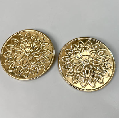 Oversized Gold Embossed Floral Statement Earrings - Fatisha Boutique