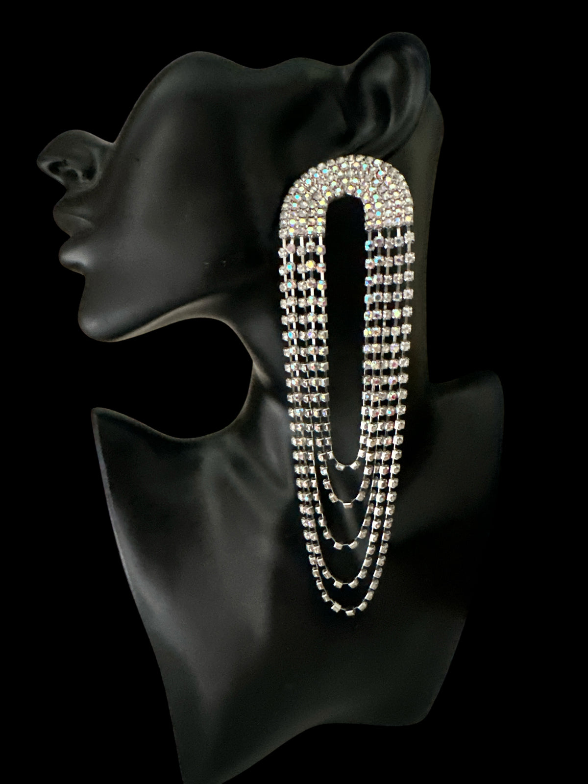 Extra Long Rhinestone Tassel Earrings – Gold & Silver - Fatisha Boutique Fatisha Boutique