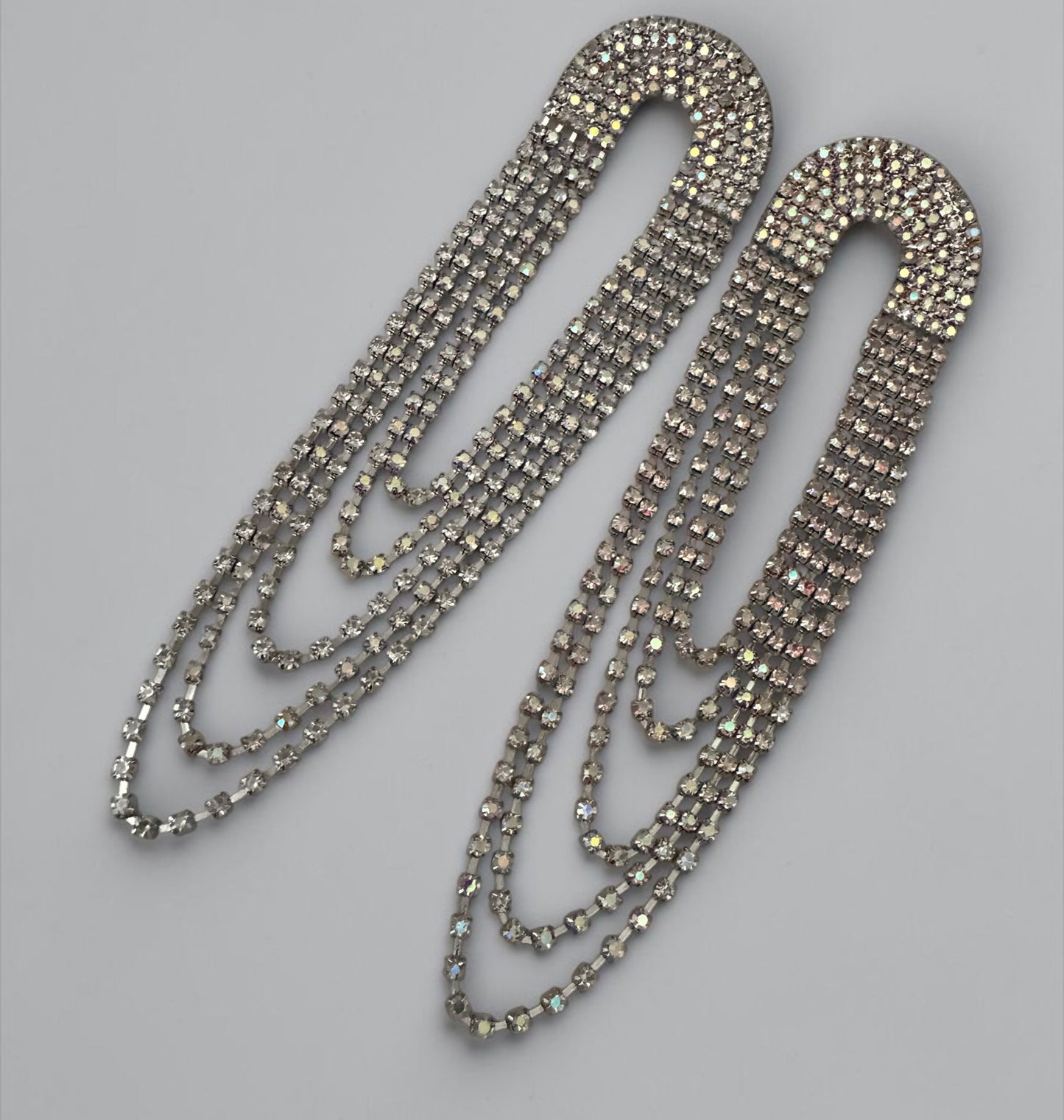 Extra Long Rhinestone Tassel Earrings – Gold & Silver - Fatisha Boutique Fatisha Boutique
