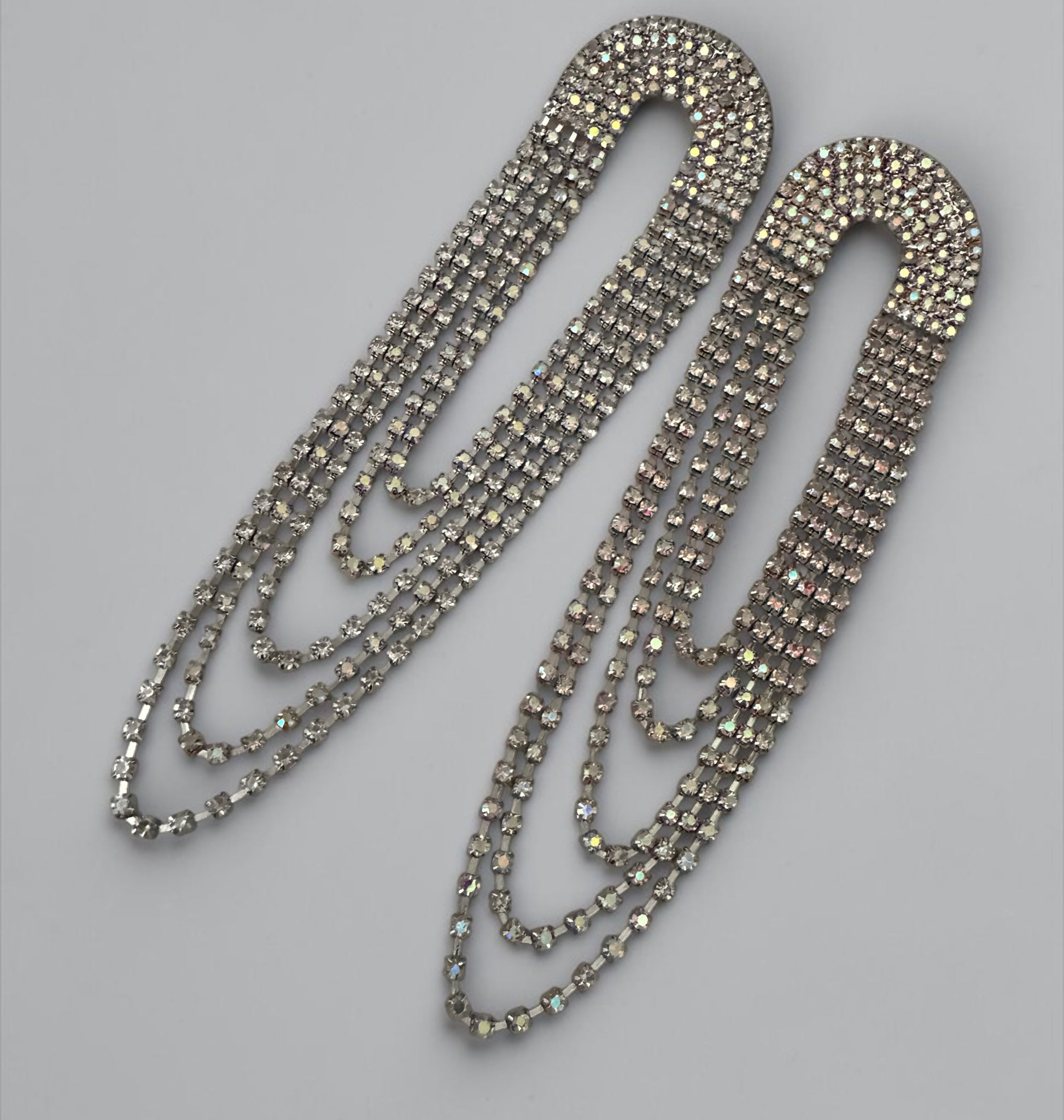 Extra Long Rhinestone Tassel Earrings – Gold & Silver - Fatisha Boutique