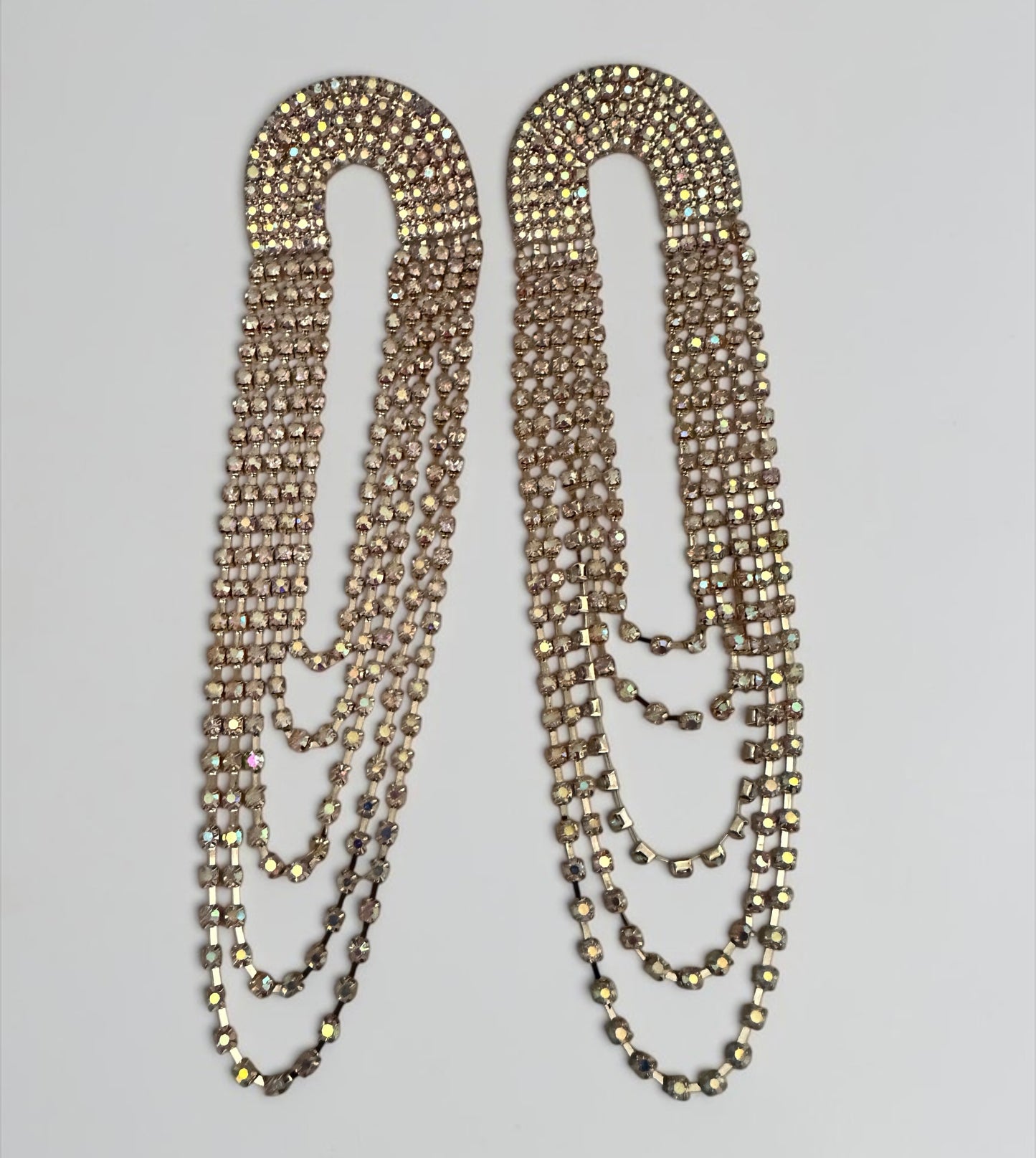 Extra Long Rhinestone Tassel Earrings – Gold & Silver - Fatisha Boutique Fatisha Boutique