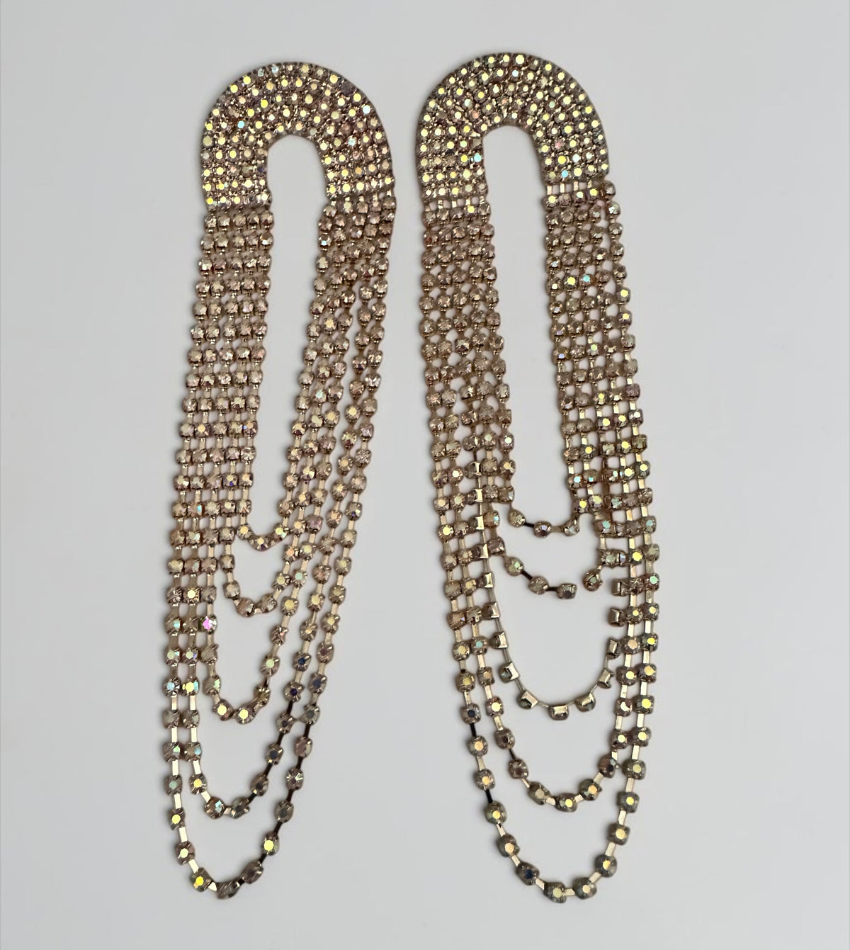 Extra Long Rhinestone Tassel Earrings – Gold & Silver - Fatisha Boutique