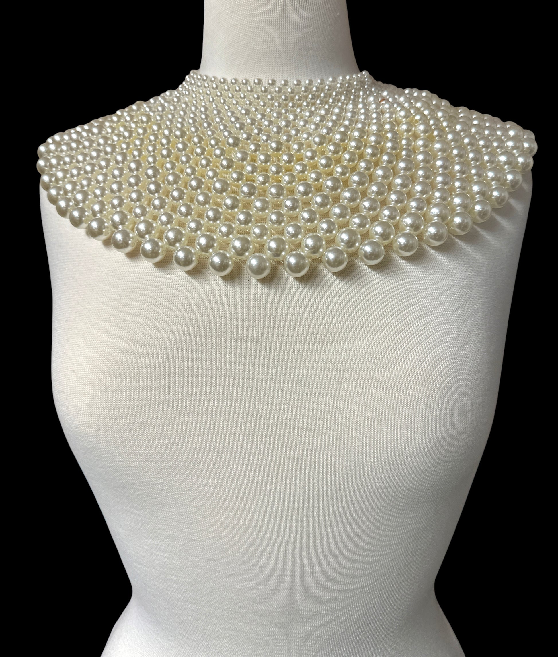 Bridal Faux Pearl Bib Collar Statement Necklace for Women