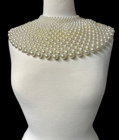 Bridal Faux Pearl Bib Collar Statement Necklace for Women