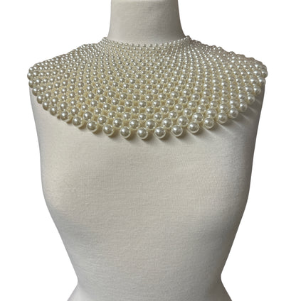 Bridal Faux Pearl Bib Collar Statement Necklace for Women