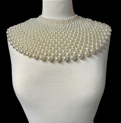 Bridal Faux Pearl Bib Collar Statement Necklace for Women
