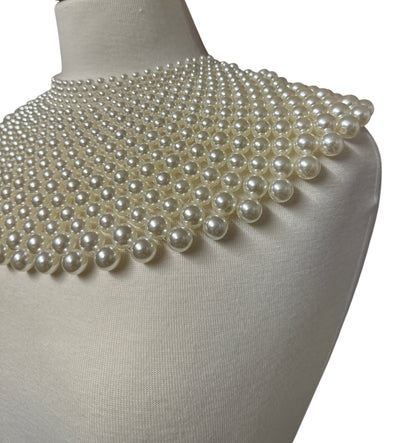 Bridal Faux Pearl Bib Collar Statement Necklace for Women