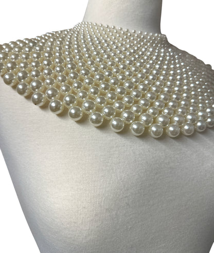 Bridal Faux Pearl Bib Collar Statement Necklace for Women