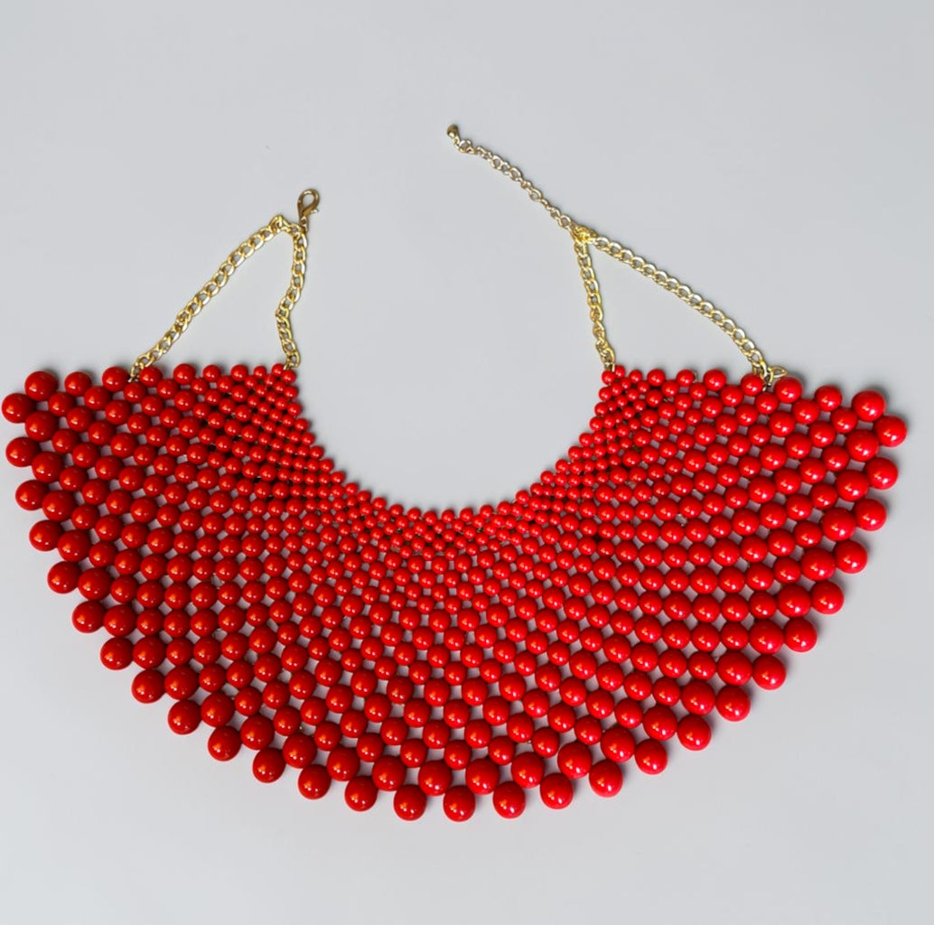 Cleopatra Beaded Collar Bib Choker Statement Necklace - Fatisha Boutique