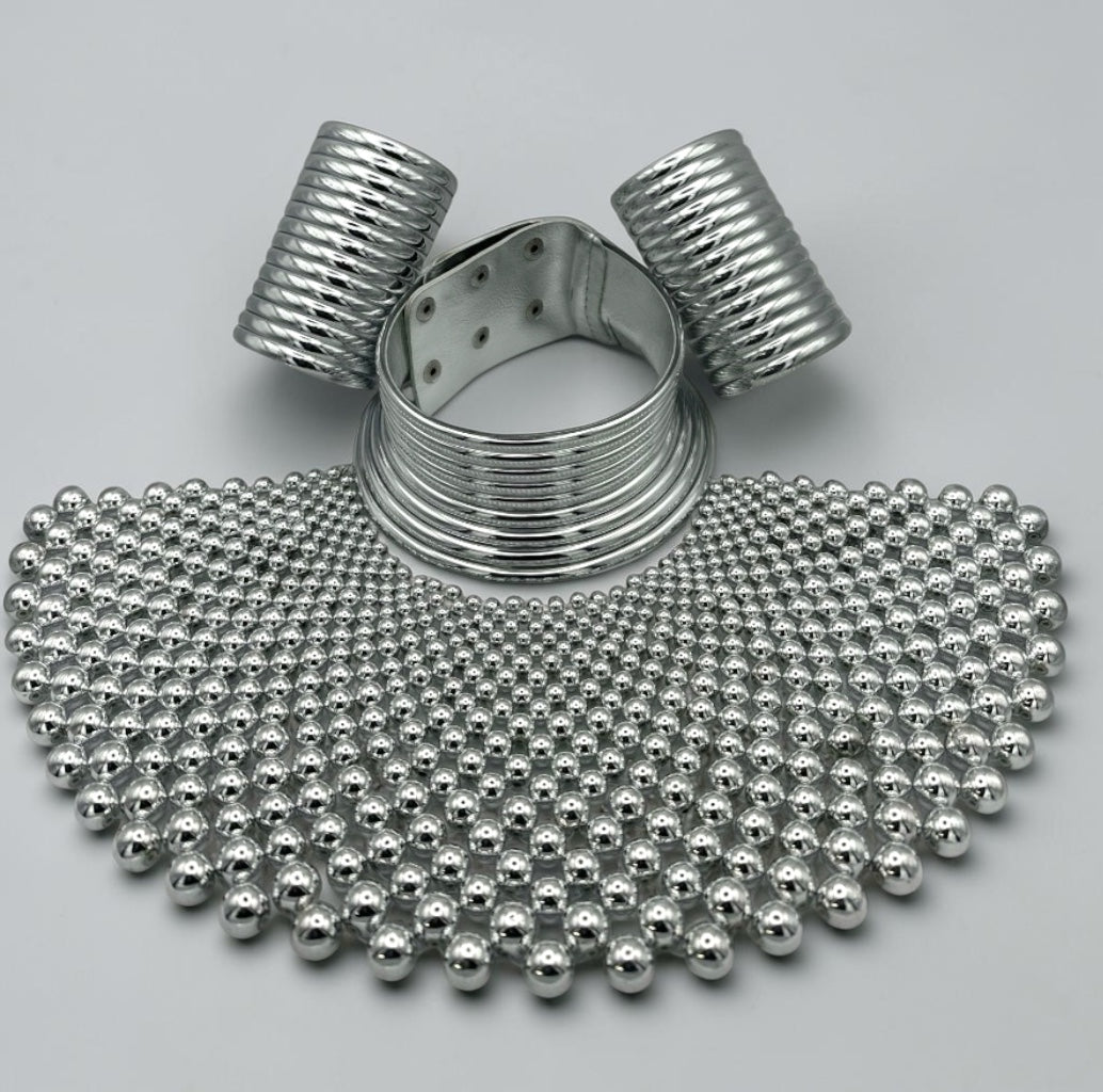 Cleopatra Collar Bib Necklace & Ndebele Cuff Set - Fatisha Boutique Fatisha Boutique
