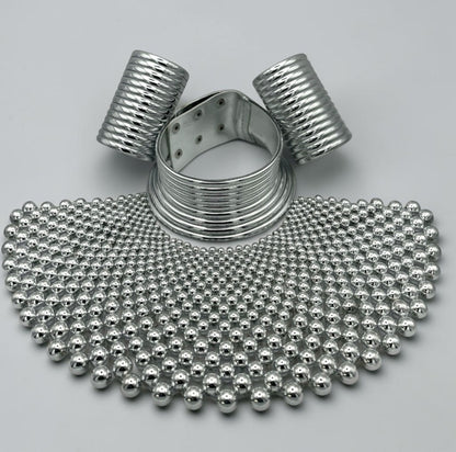 Cleopatra Collar Bib Necklace & Ndebele Cuff Set - Fatisha Boutique