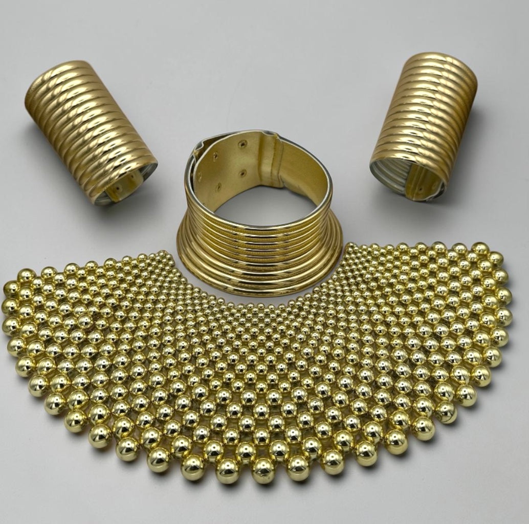 Cleopatra Collar Bib Necklace & Ndebele Cuff Set - Fatisha Boutique Fatisha Boutique