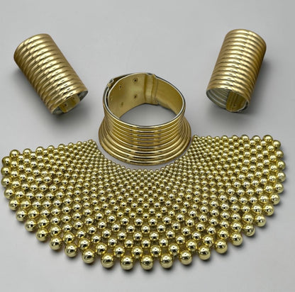 Cleopatra Collar Bib Necklace & Ndebele Cuff Set - Fatisha Boutique