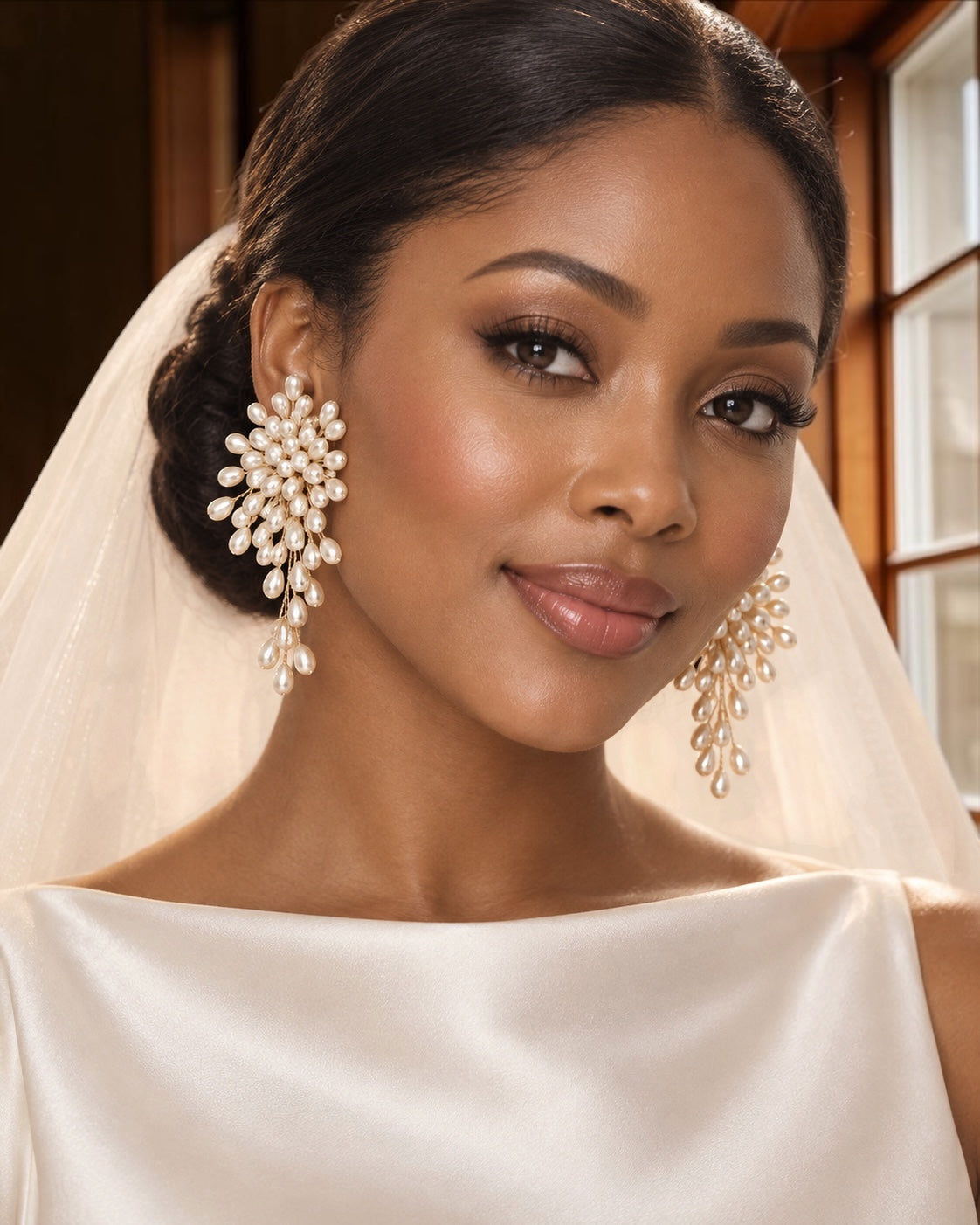 Elegant Faux Pearl Cluster Statement Stud Earrings - Fatisha Boutique Fatisha Boutique