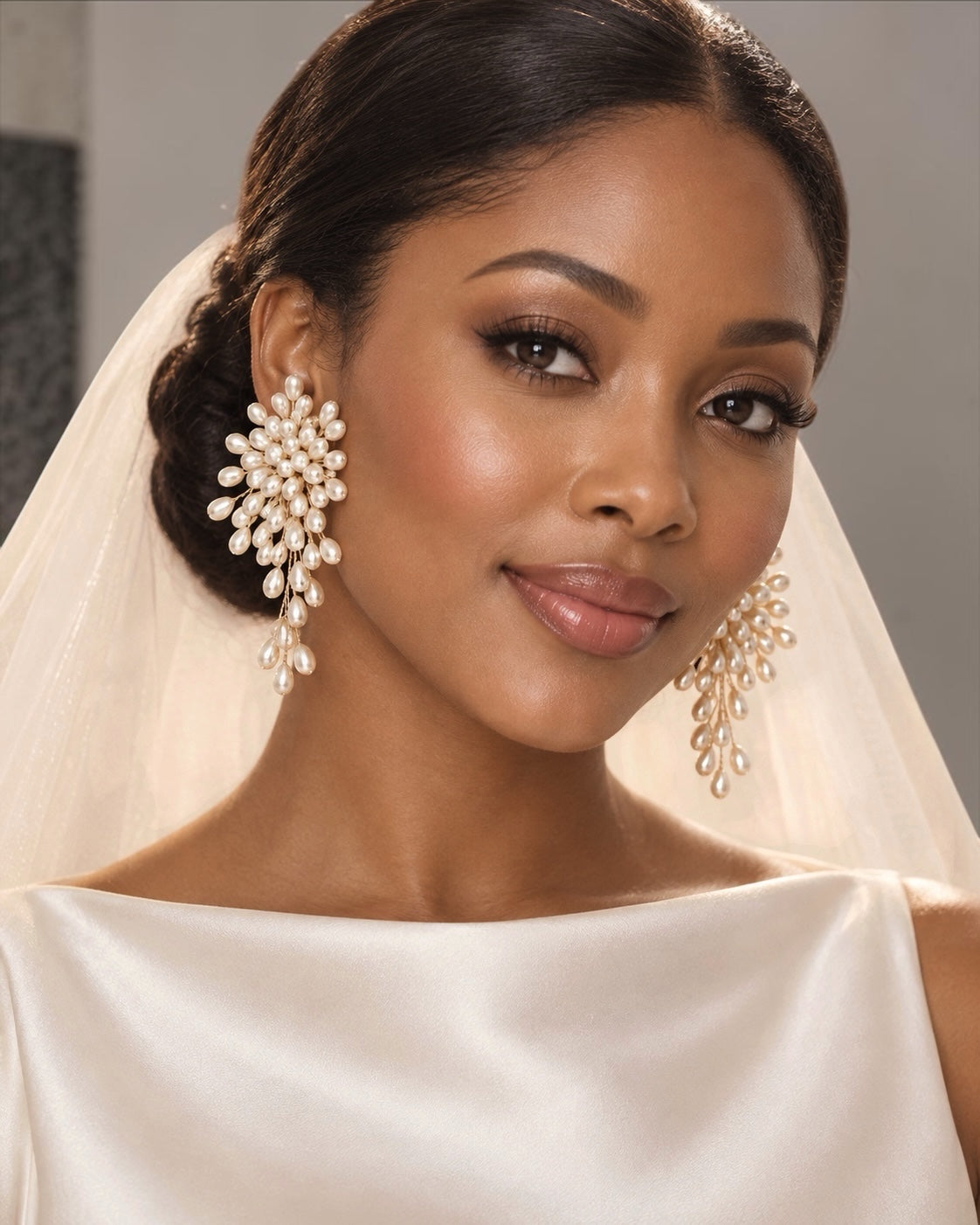 Elegant Faux Pearl Cluster Statement Stud Earrings - Fatisha Boutique Fatisha Boutique