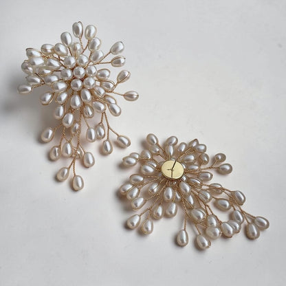Elegant Faux Pearl Cluster Statement Stud Earrings - Fatisha Boutique