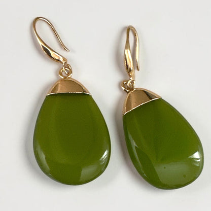 Resin Teardrop Drop Earrings – Gold-Tone Statement Jewellery - Fatisha Boutique