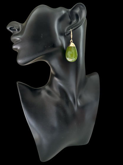 Resin Teardrop Drop Earrings – Gold-Tone Statement Jewellery - Fatisha Boutique