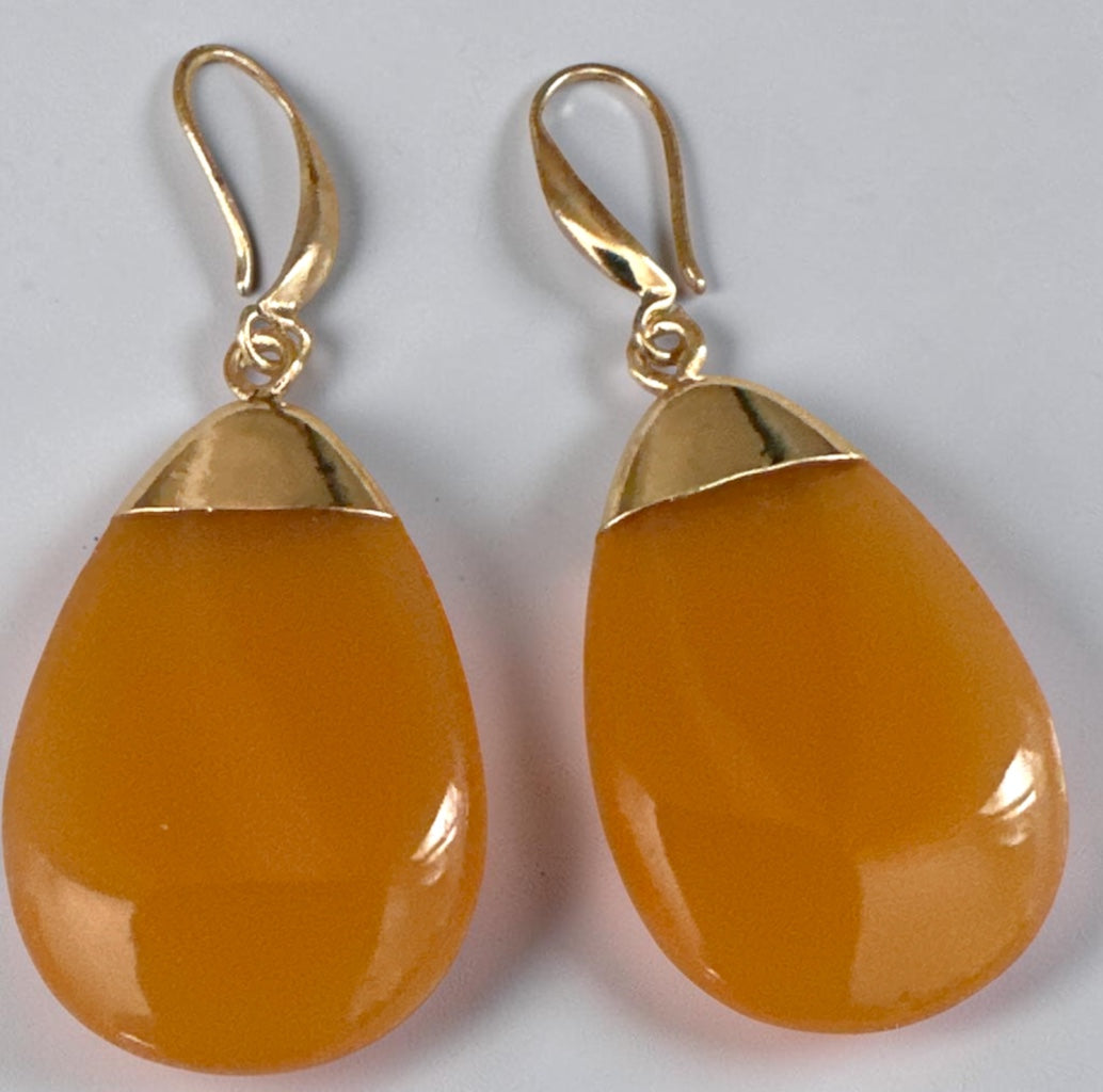 Resin Teardrop Drop Earrings – Gold-Tone Statement Jewellery - Fatisha Boutique Fatisha Boutique