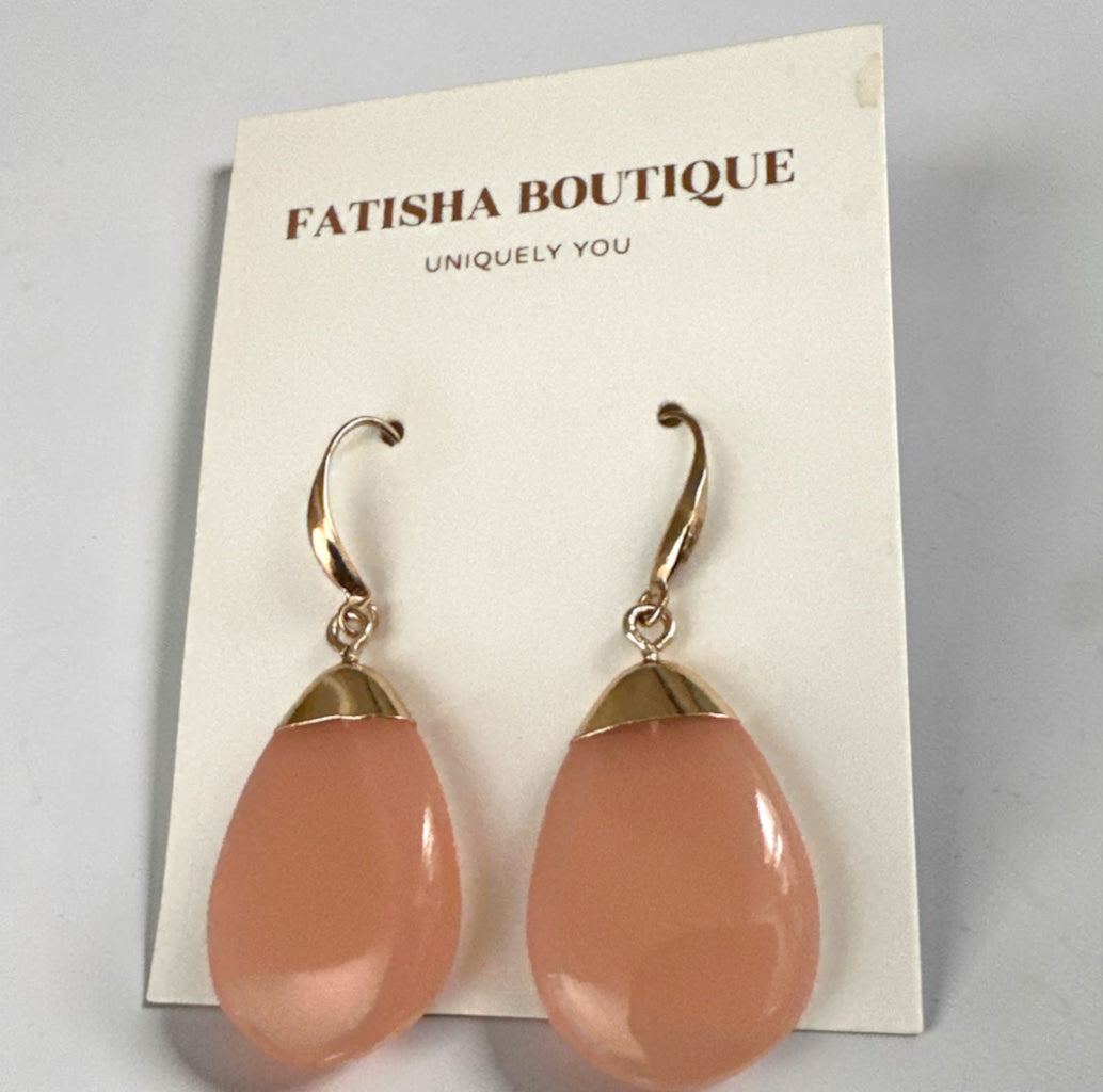 Resin Teardrop Drop Earrings – Gold-Tone Statement Jewellery - Fatisha Boutique Fatisha Boutique