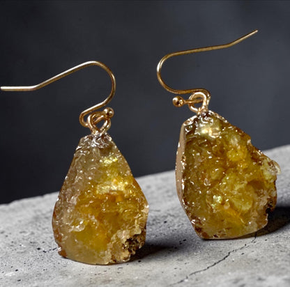 Lightweight Resin Druzy Teardrop Everyday Earrings - Fatisha Boutique