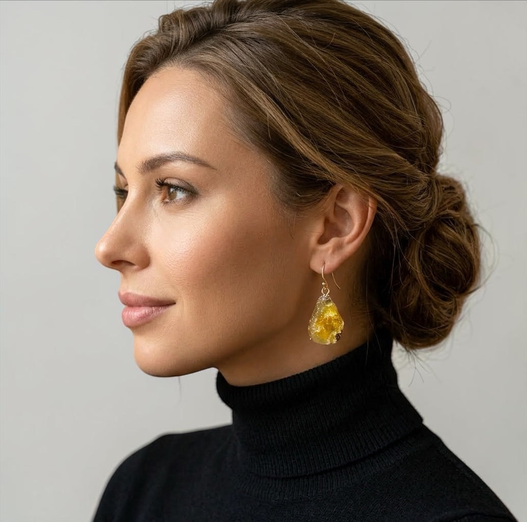 Lightweight Resin Druzy Teardrop Everyday Earrings - Fatisha Boutique Fatisha Boutique