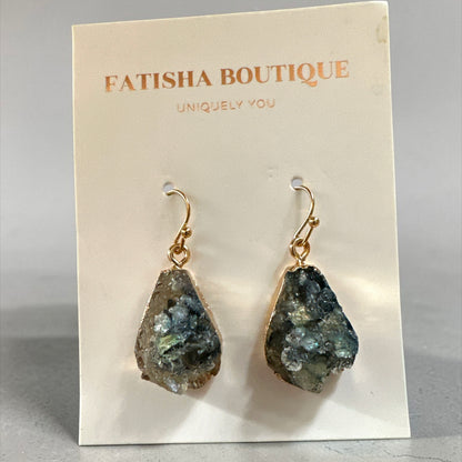 Lightweight Resin Druzy Teardrop Everyday Earrings - Fatisha Boutique