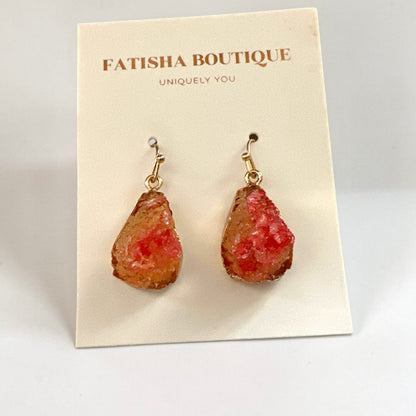 Lightweight Resin Druzy Teardrop Everyday Earrings - Fatisha Boutique