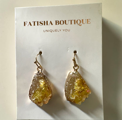 Lightweight Resin Druzy Teardrop Everyday Earrings - Fatisha Boutique