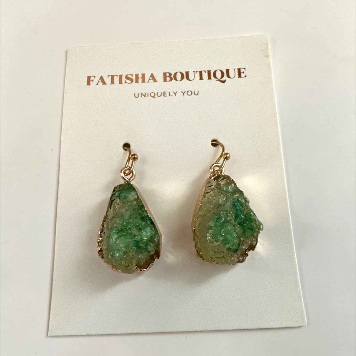 Lightweight Resin Druzy Teardrop Everyday Earrings - Fatisha Boutique Fatisha Boutique