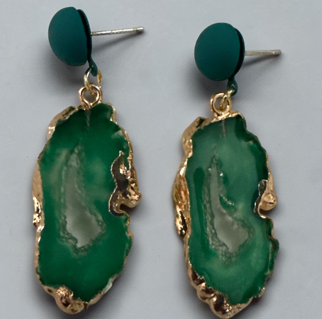 Lightweight Resin Agate-Effect Statement Drop Earrings