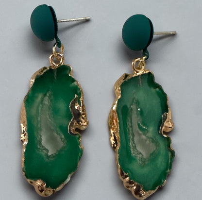 Lightweight Resin Agate-Effect Statement Drop Earrings