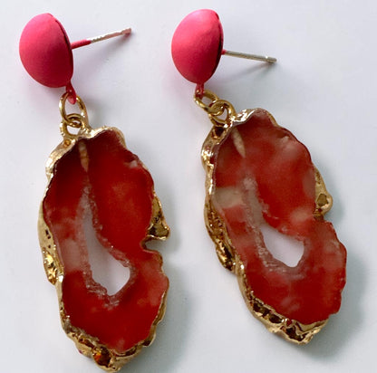 Lightweight Resin Agate-Effect Statement Drop Earrings