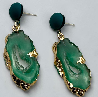 Lightweight Resin Agate-Effect Statement Drop Earrings
