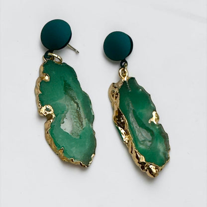 Lightweight Resin Agate-Effect Statement Drop Earrings